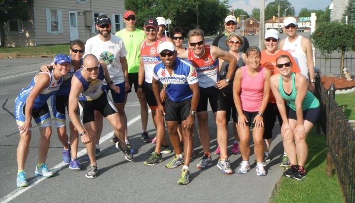 Club members at duathlon training session